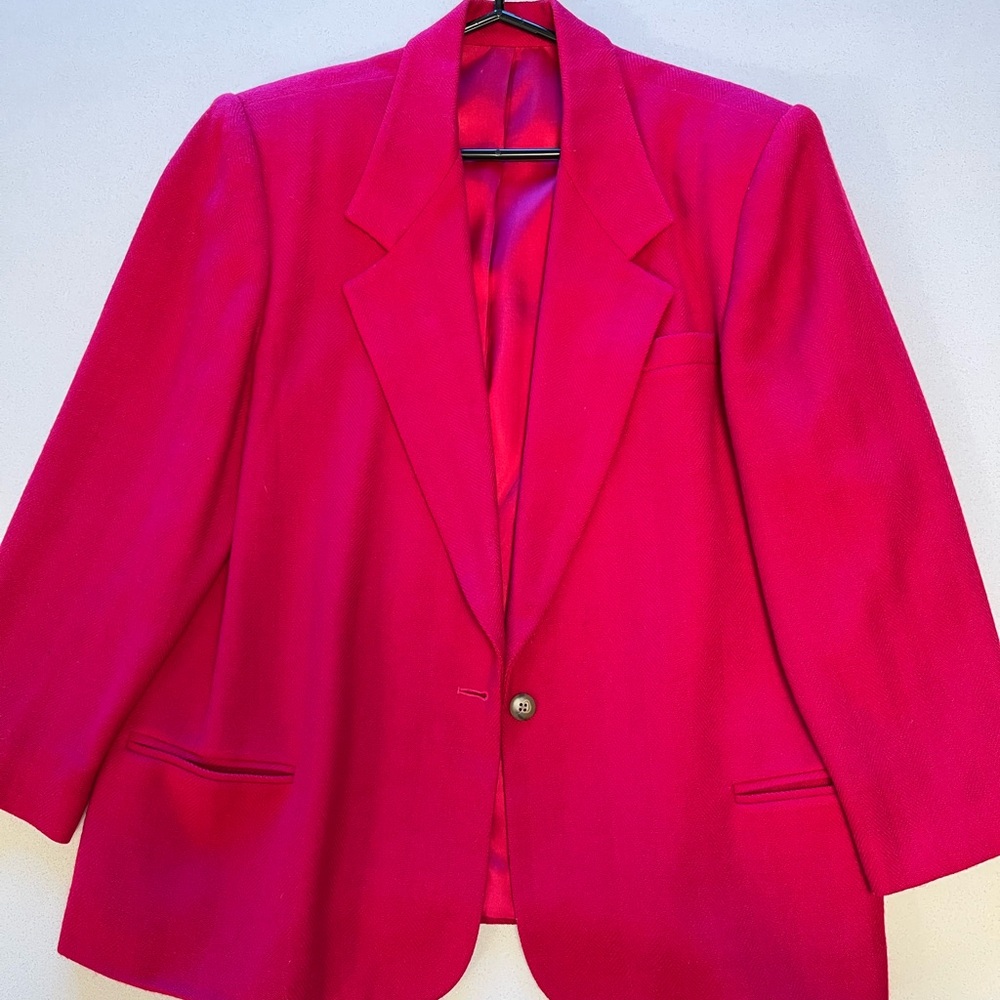 Vintage Land’s End Magenta Pink Blazer Size 16 Petite